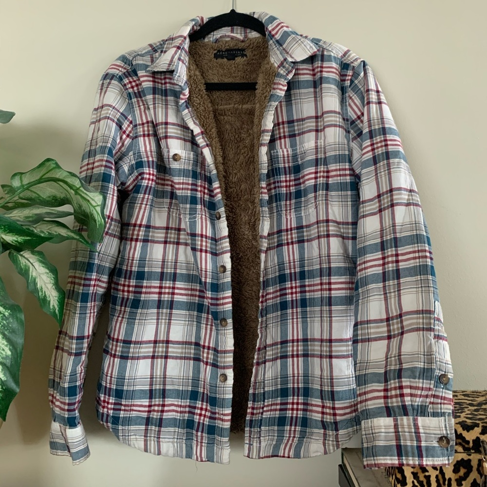 Aeropostale Faux Fur Plaid Flannel